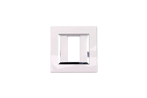 PLAQUE BELLA 43 CARREE BLANC AVEC CADRE CHROME 1 MODULE
