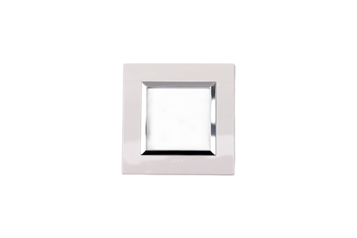 PLAQUE BELLA 43 CARREE BLANC AVEC CADRE CHROME 2 MODULES