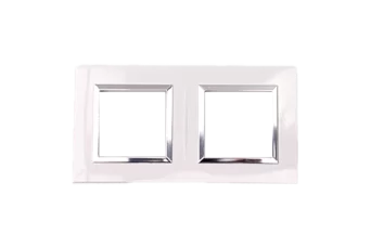 PLAQUE BELLA 43 CARREE BLANC AVEC CADRE CHROME 2+2 MODULES