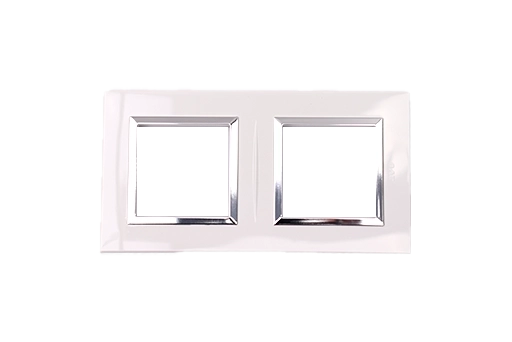PLAQUE BELLA 43 CARREE BLANC AVEC CADRE CHROME 2+2 MODULES