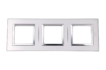 PLAQUE BELLA 43 CARREE ARGENT OPAQUE AVEC CADRE CHROME 2+2+2 MODULES