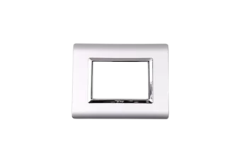 PLAQUE SERENA 43 RECTANGULAIRE ARGENT OPAQUE CADRE CHROME 3 MODULES