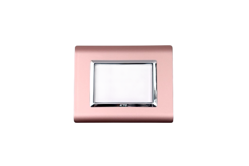 PLAQUE SERENA 43 RECTANGULAIRE ROSE METALLISE CADRE CHROME 3 MODULES