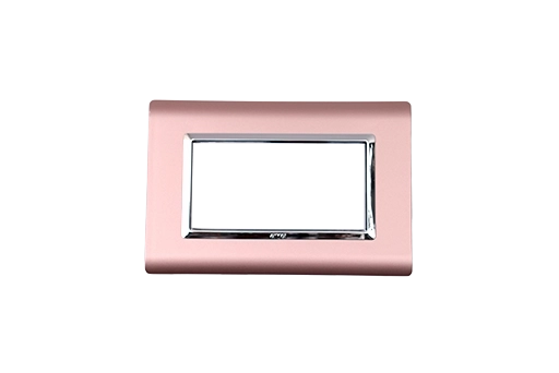 PLAQUE SERENA 43 RECTANGULAIRE ROSE METALLISE CADRE CHROME 4 MODULES