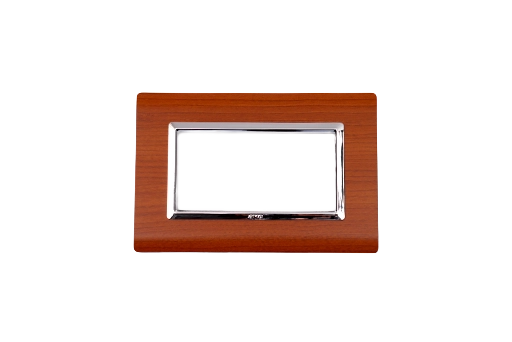 PLAQUE SERENA 43 RECTANGULAIRE ACAJOU CADRE CHROME 4 MODULES