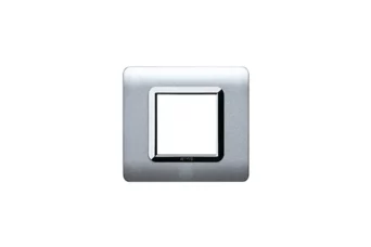 PLAQUE TECHNOPOLYMERE 44 CARREE ALLUMIA AVEC CADRE CHROME 2 MODULES