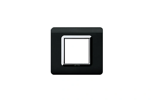 PLAQUE TECHNOPOLYMERE 44 CARREE NOIR ABSOLU AVEC CADRE CHROME 2 MODULES