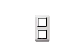 PLAQUE TECHNOPOLYMERE 44 CARREE BLANC AVEC CADRE CHROME 2+2 MODULES