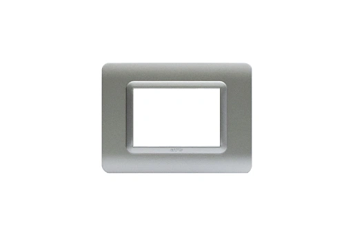 PLAQUE TECHNOPOLYMERE 44 RECTANGULAIRE ARGENT OPAQUE 3 MODULES