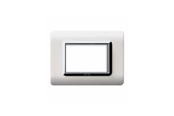 PLAQUE TECHNOPOLYMERE 44 RECTANGULAIRE BLANC AVEC CADRE CHROME 3 MODULES