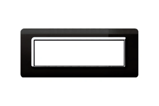 PLAQUE TECHNOPOLYMERE 44 RECTANGULAIRE NOIR ABSOLU AVEC CADRE CHROME 7 MODULES